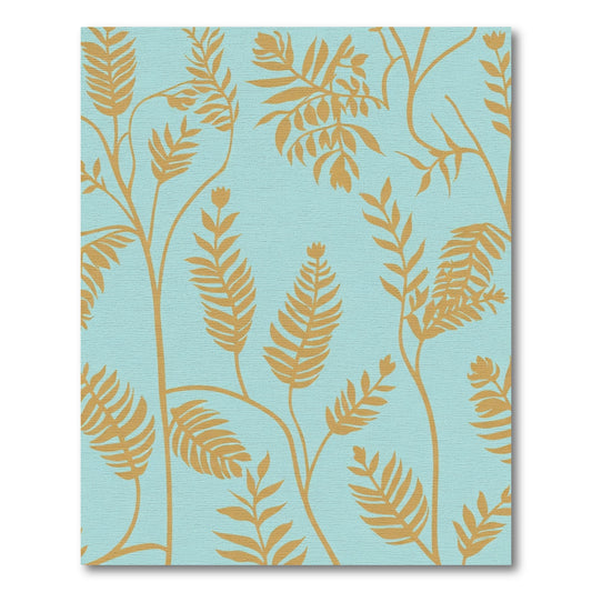 Golden Foliage Teal Background Rug
