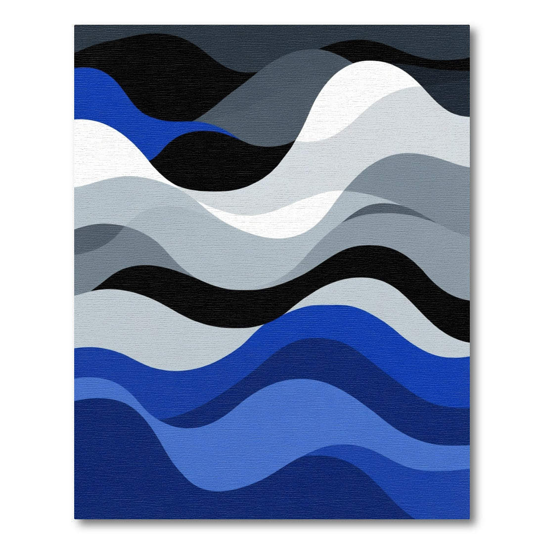 Modern Deep Blue Wave Layers Rug