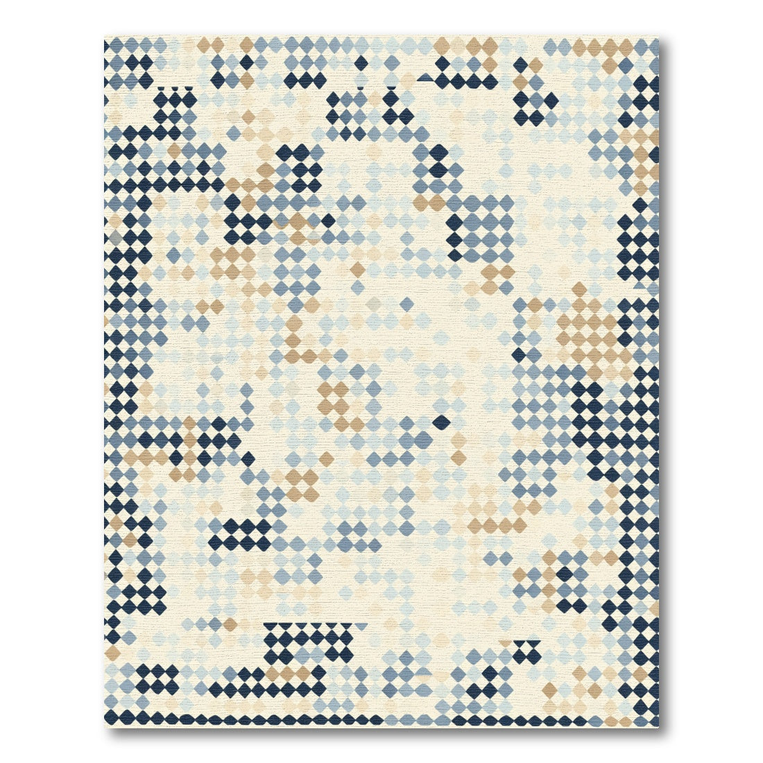 Shades of Blue Tan Diamond Scatter Rug