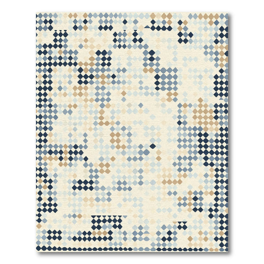 Shades of Blue Tan Diamond Scatter Rug