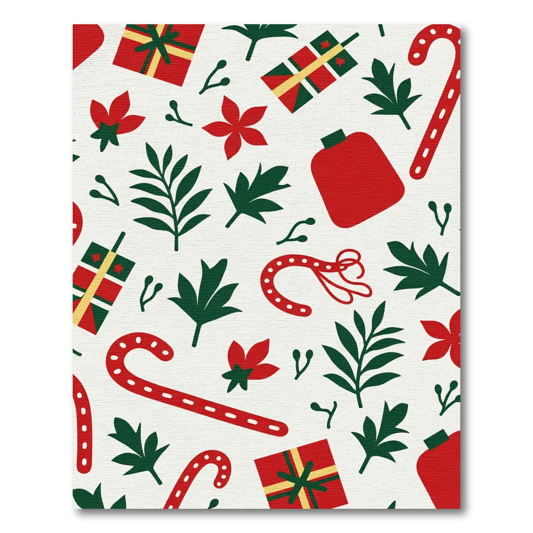 Christmas Gifts Poinsettia Candy Cane Leaves Rug