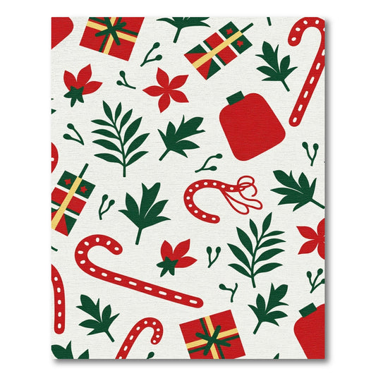 Christmas Gifts Poinsettia Candy Cane Leaves Rug