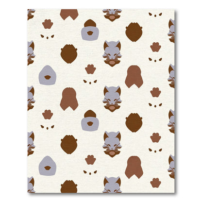 Whimsical Cat Faces Paw Prints Arrangement Rug