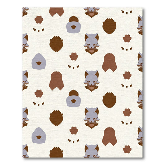 Whimsical Cat Faces Paw Prints Arrangement Rug