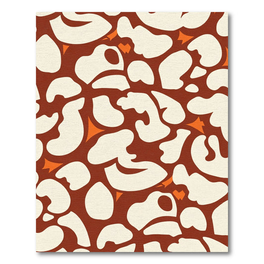 Retro Cream Abstract Organic Shapes Rug