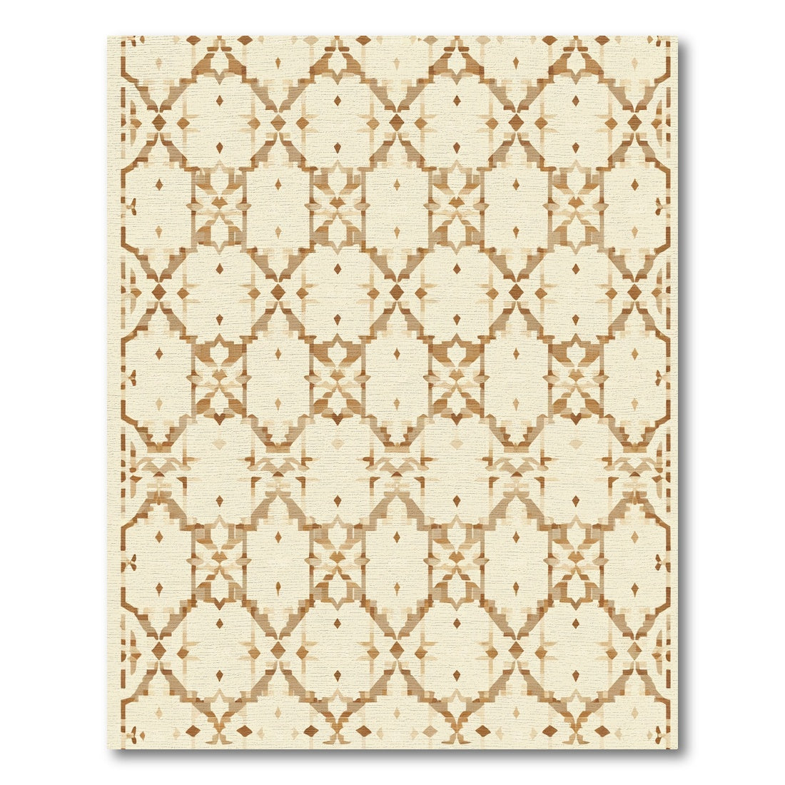 Neutral Geometric Medallion Pixel Rug