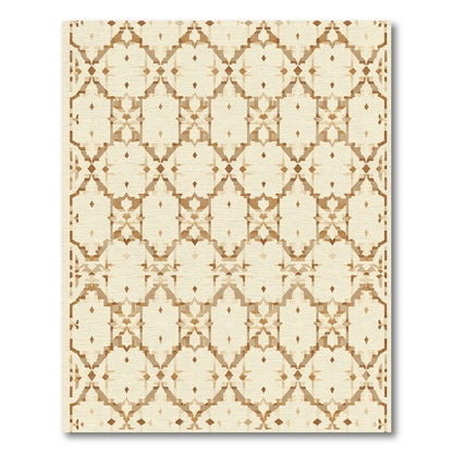 Neutral Geometric Medallion Pixel Rug