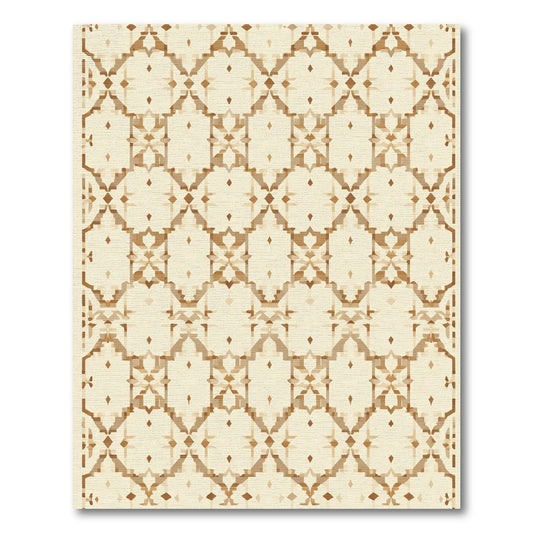 Neutral Geometric Medallion Pixel Rug