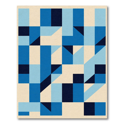 Abstract Blue Geometric Squares Rug
