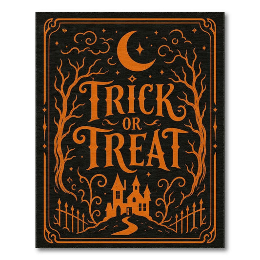 Orange Trick or Treat Orange Halloween Area Rug