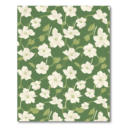 Cream White Floral Vine Garden Rug