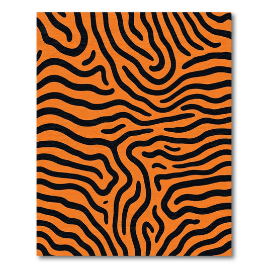 Orange Black Abstract Swirls Rug