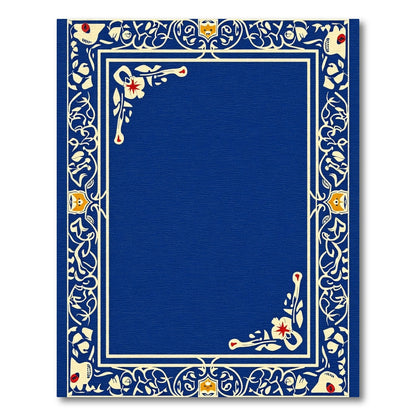 Royal Blue Ivory Scrollwork Emblem Rug