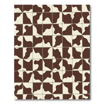 Brown Cream Abstract Block Rug