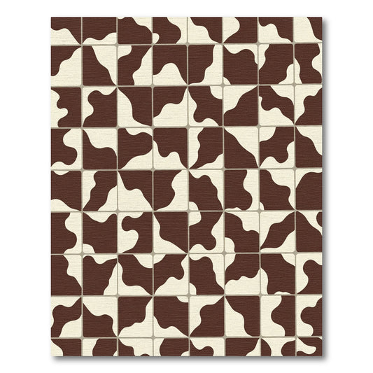 Brown Cream Abstract Block Rug
