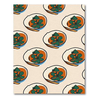 Orange Green Leaf Bowl Repeat Rug
