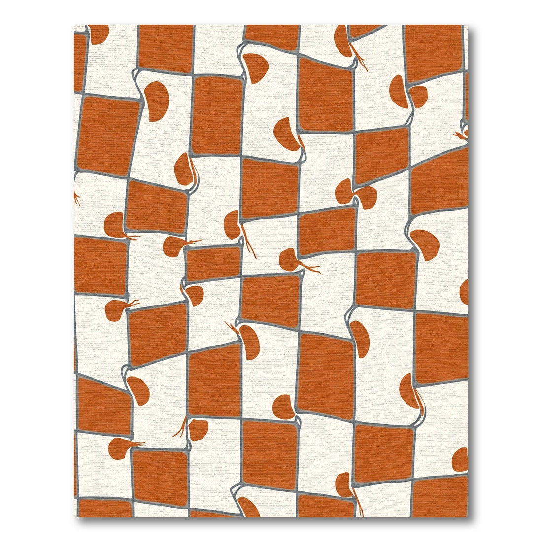 Terracotta White Wavy Checkerboard Rug