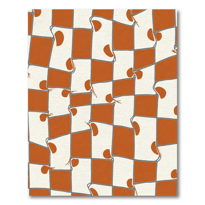 Terracotta White Wavy Checkerboard Rug