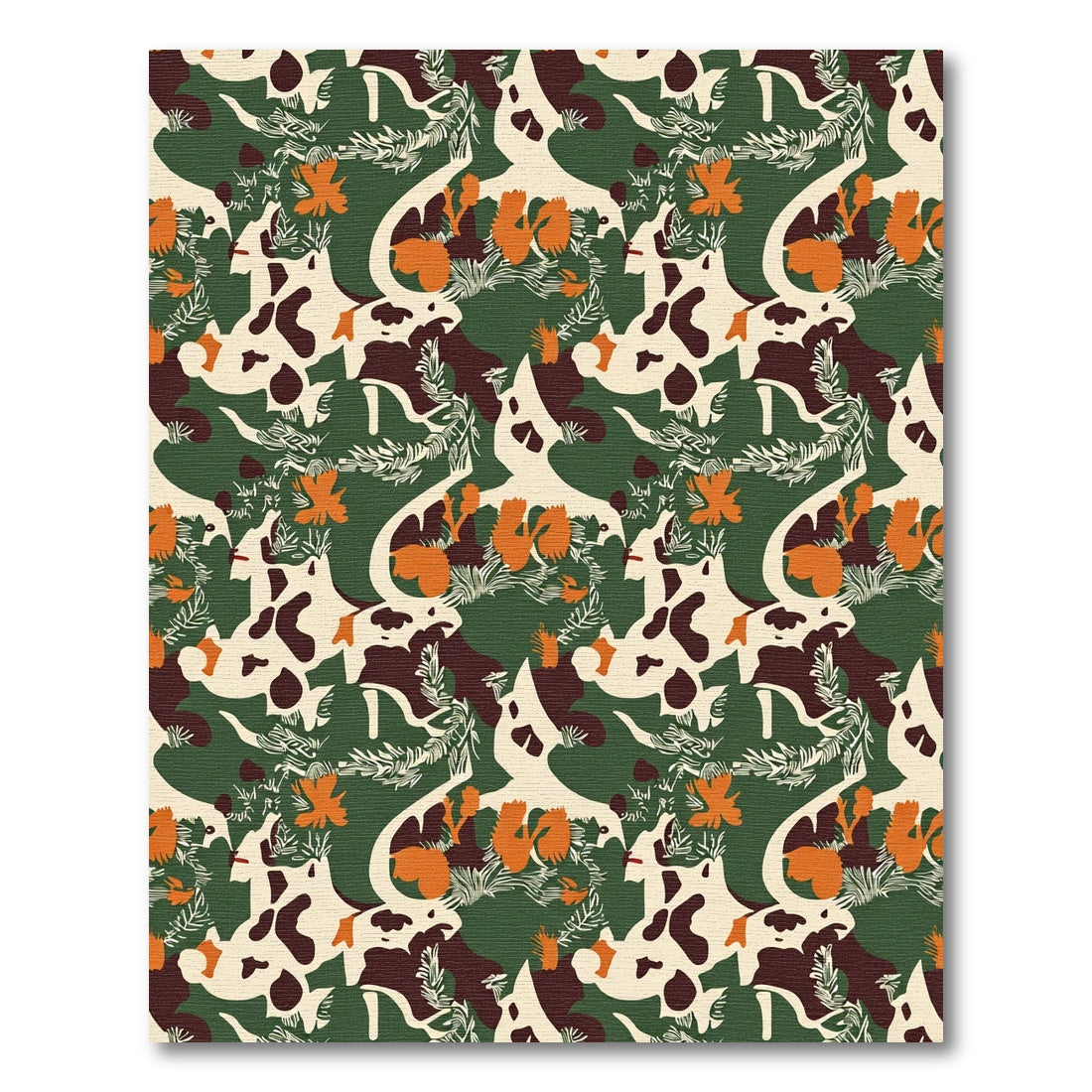 Whimsical Camouflage Animal Floral Meadow Rug