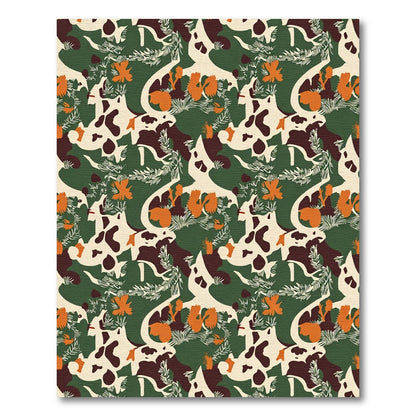 Whimsical Camouflage Animal Floral Meadow Rug