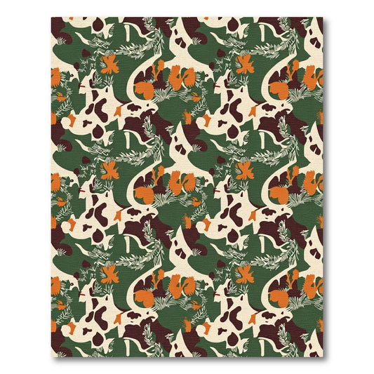 Whimsical Camouflage Animal Floral Meadow Rug