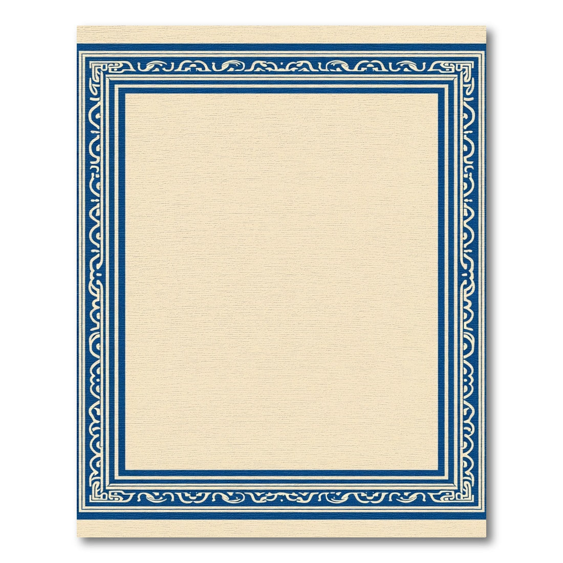 Deep Blue Ivory Ornamental Border Rug