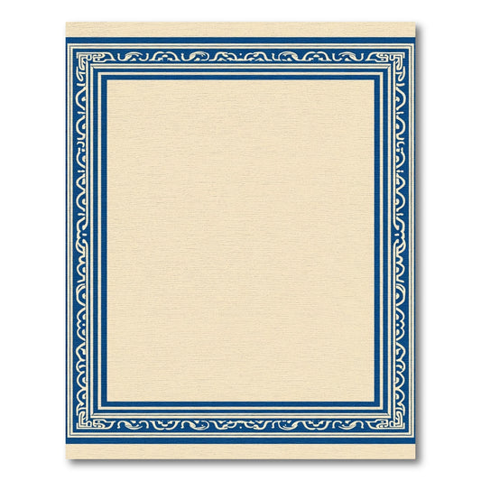 Deep Blue Ivory Ornamental Border Rug