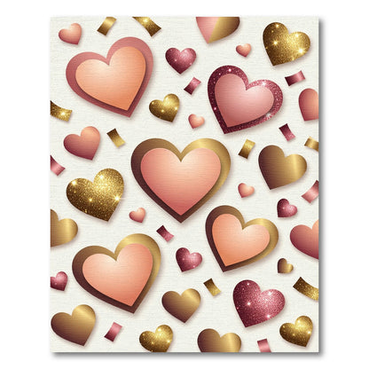 Rose Gold Heart Glitter Confetti Pattern Rug