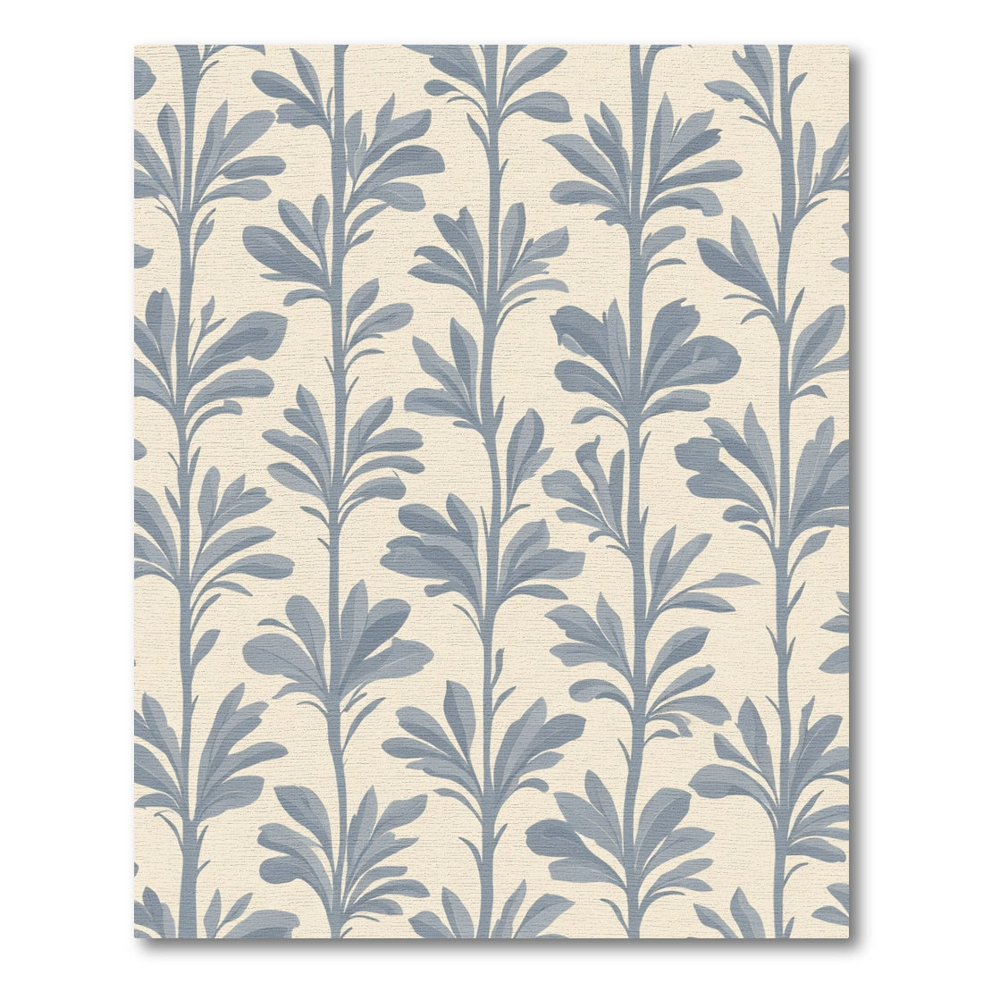 Delicate Blue Leaf Branch Pattern Rug