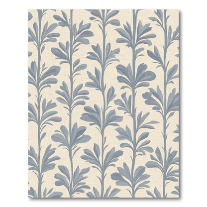 Delicate Blue Leaf Branch Pattern Rug