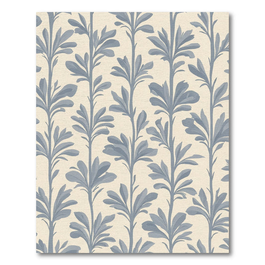 Delicate Blue Leaf Branch Pattern Rug