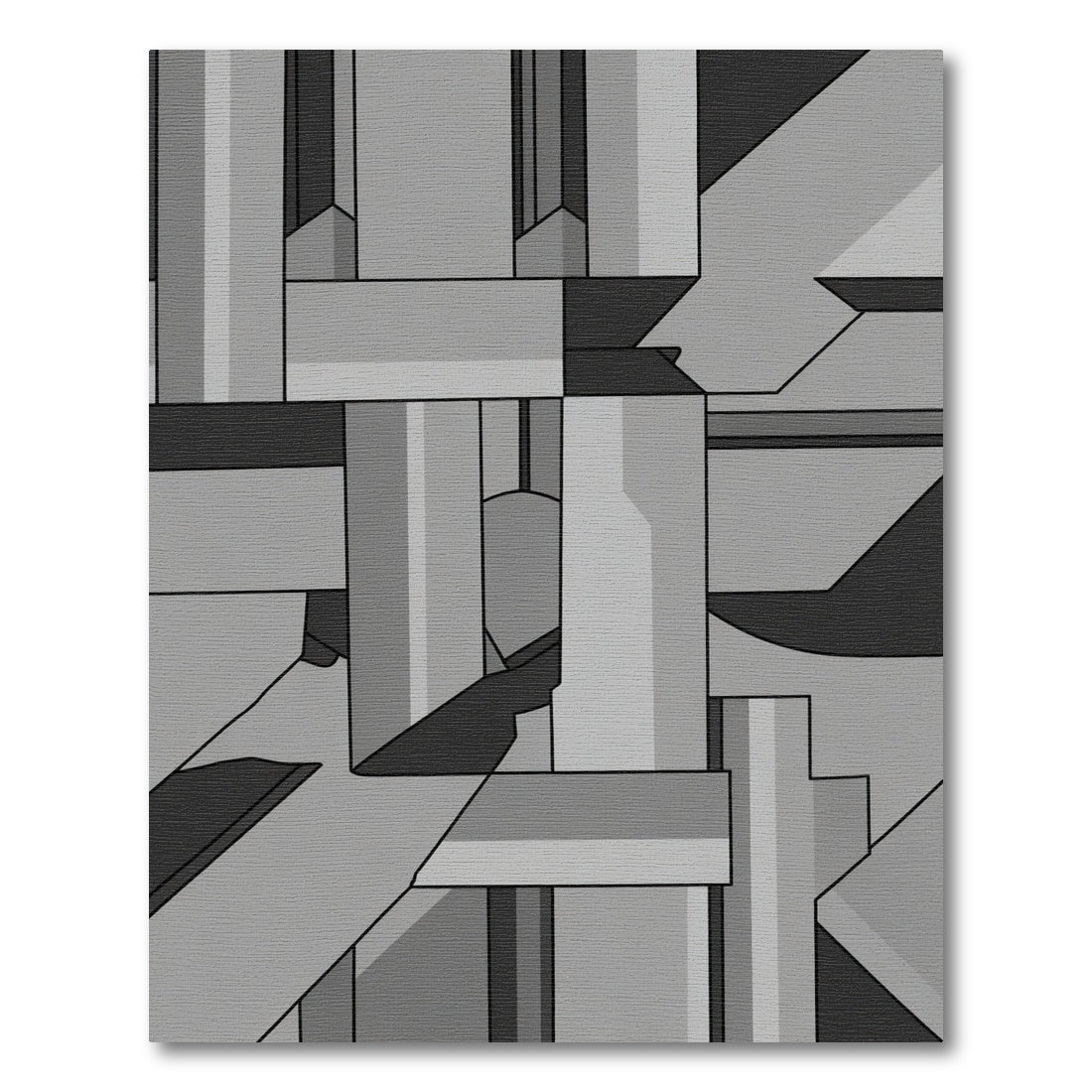 Monochrome Geometric Abstract Composition Rug