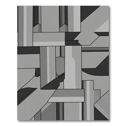 Monochrome Geometric Abstract Composition Rug
