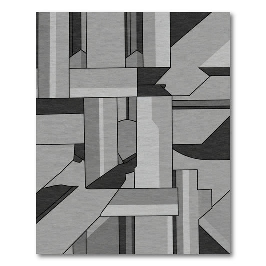 Monochrome Geometric Abstract Composition Rug