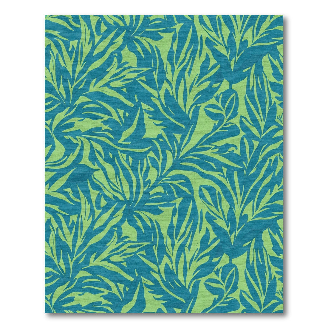 Teal Tropical Leaf Pattern Rug