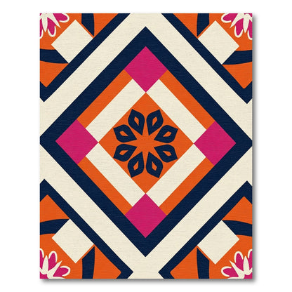 Bold Abstract Floral Diamond Composition Rug