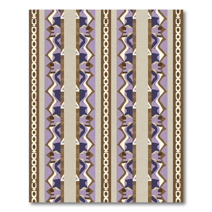 Layered Purple Geometric Stripe Rug