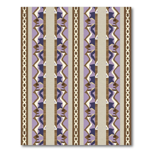Layered Purple Geometric Stripe Rug