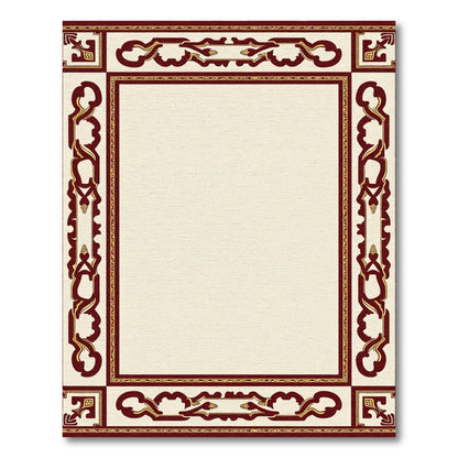 Deep Red Cream Ornate Border Rug