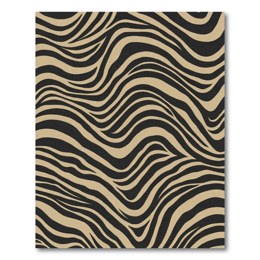 Tan Black Wave Animal Print Rug