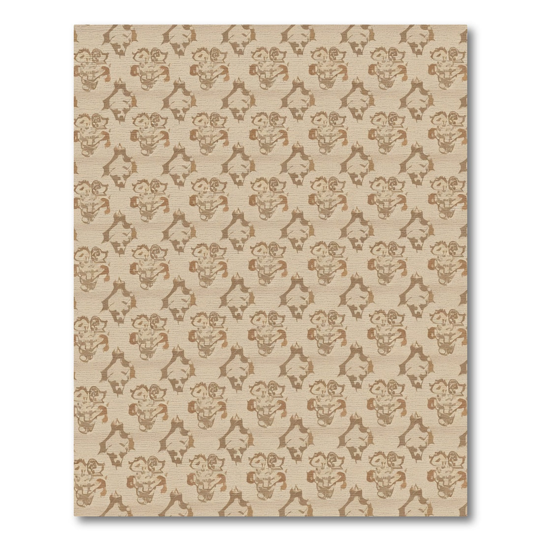 Taupe Aged Damask Repeat Rug