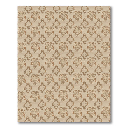 Taupe Aged Damask Repeat Rug