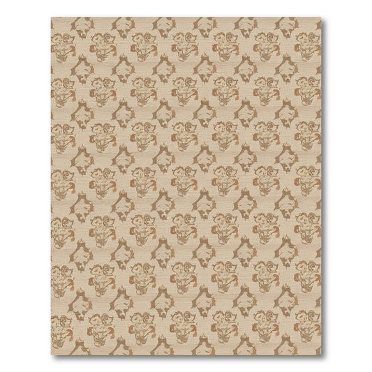 Taupe Aged Damask Repeat Rug