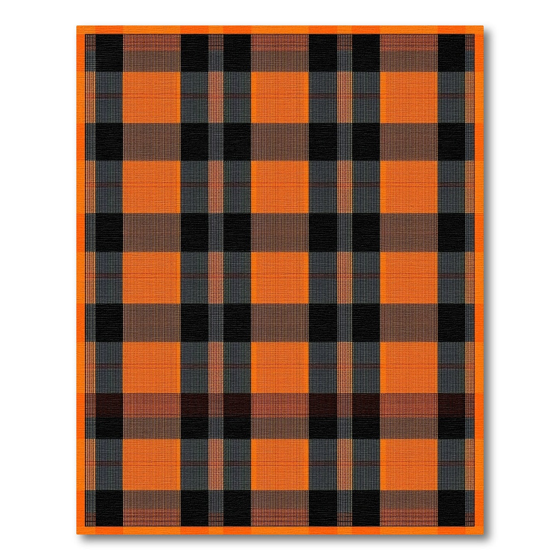 Orange Geometric Modern Orange Black Buffalo Check Area Rug