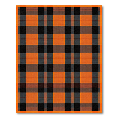 Orange Geometric Modern Orange Black Buffalo Check Area Rug