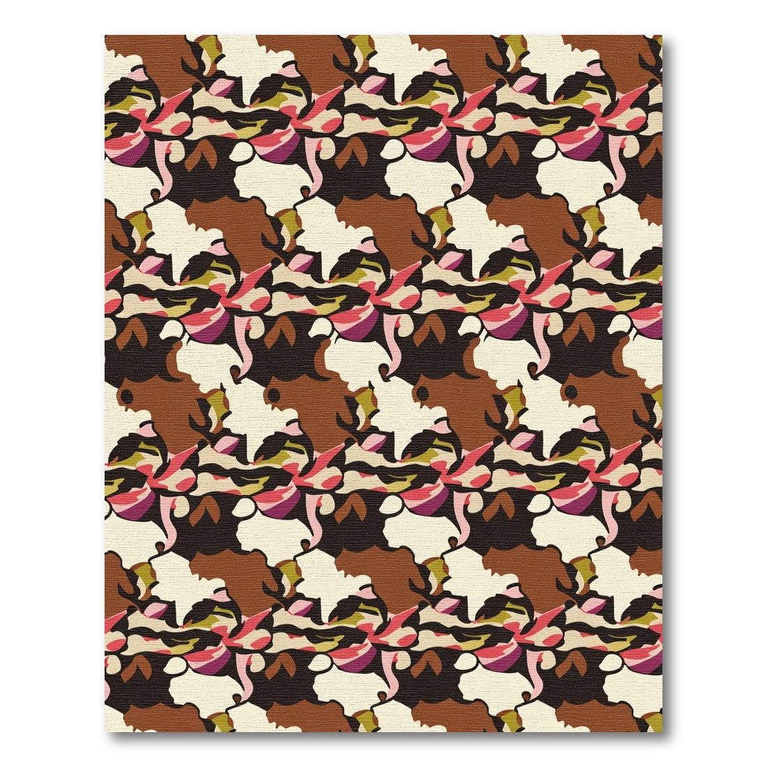 Retro Abstract Camouflage Organic Shapes Rug