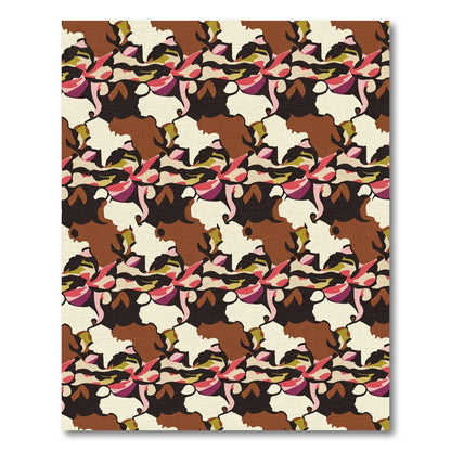 Retro Abstract Camouflage Organic Shapes Rug