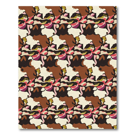 Retro Abstract Camouflage Organic Shapes Rug