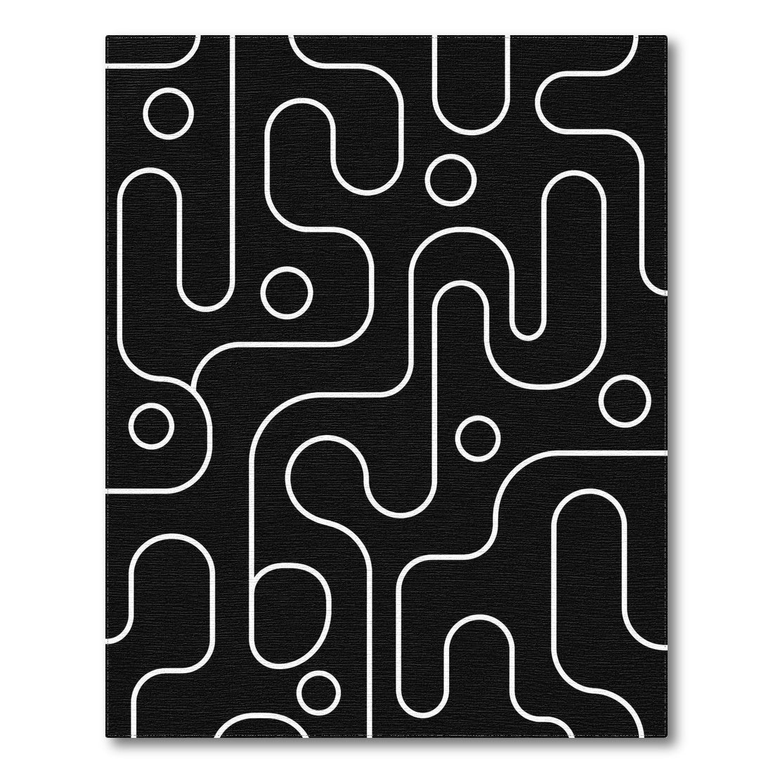 Black White Geometric Abstract Area Rug