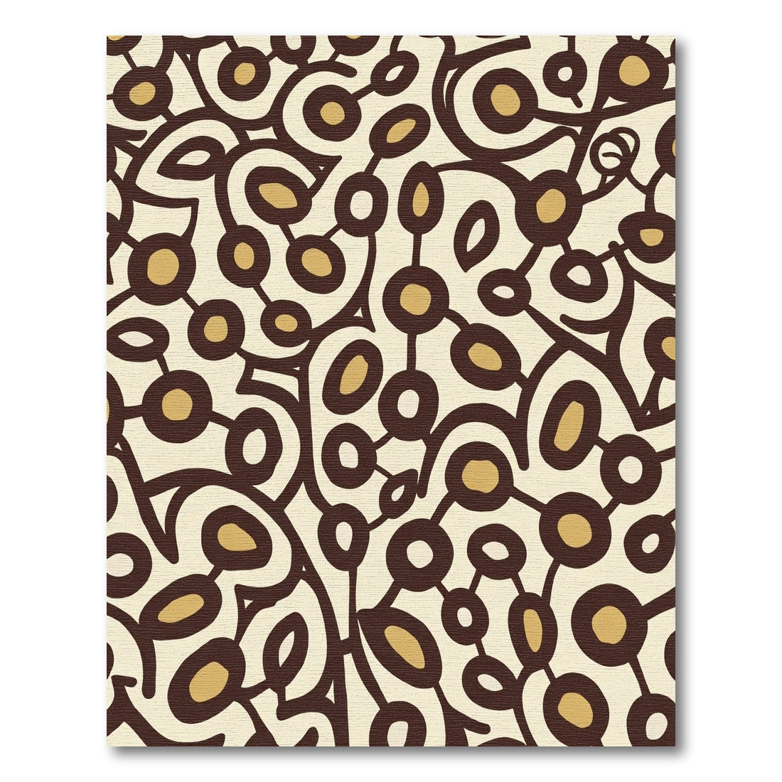 Dark Brown Beige Organic Amorphous Shapes Rug